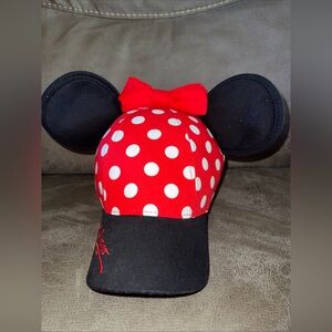 Walt Disney World Minnie Mouse Ears Baseball Hat Cap Red Polka Dot Youth Bow Adj